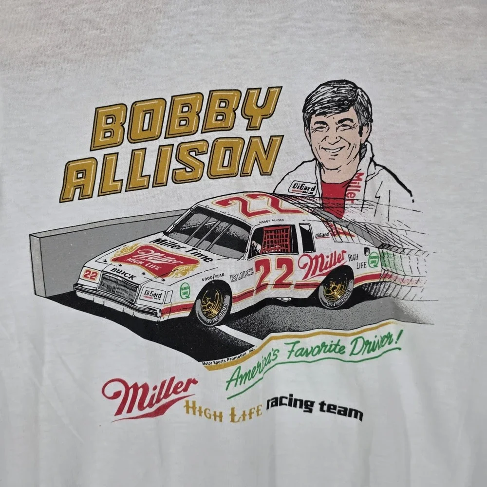 Bobby Allison Miller High Life Racing T-Shirt Nascar Mens USA Vintage Hanes 80s